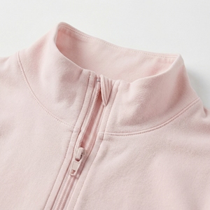 Light Pink <b>Zip</b> <b>Up</b> <b>Jacket</b> & Shorts Set | Long Sleeve Stand Collar Activewear Set | High Waist Shorts | Custom OEM Manufacturer - Product Image 5