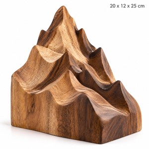 Sculpture abstraite artisanale en bois de manguier, pics de l'Himalaya - Décoration népalaise en gros - Product Image 1