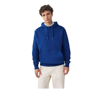 เสื้อฮู้ดผู้ชายสีน้ำเงิน ผ้าฝ้ายถัก สไตล์ลำลอง ทรงโอเวอร์ไซส์ สำหรับฤดูหนาว มีกระเป๋าด้านหน้า ระบายอากาศได้ดี - Product Image 1