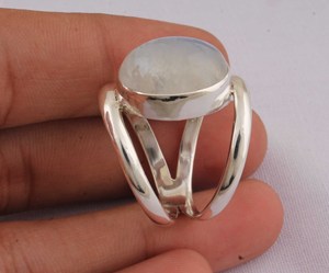 Natural Rainbow Moonstone <b>Ring</b> 925 Sterling Silver Jewelry Blue Fire Gemstone <b>Ring</b> Vintage Style <b>Statement</b> <b>Ring</b> for Women - Product Image 6