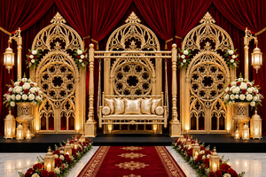 Victorian Style Black Gold Theme <b>Frames</b> for Reception Stage, Luxury <b>Wedding</b> & Event Decor Manufacturer Exporter Wholesale Prices - Product Image 3