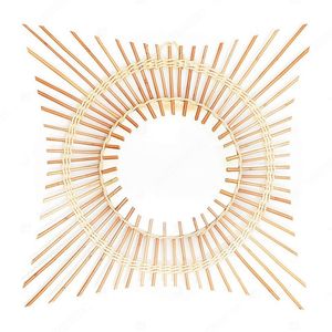 Sunburst Wall <b>Hanging</b> Home Décor <b>Mirror</b> Bamboo Rattan <b>Mirror</b> For Office Decor - Product Image 3