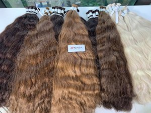 Precio al por mayor Cabello humano virgen Remy vietnamita de Hanoi, extensiones onduladas a granel, puntas gruesas, 20-24 pulgadas, 100g, súper colores - Product Image 5