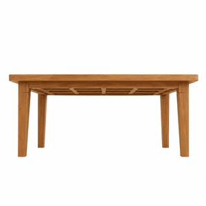 Mesa de Comedor Rectangular Moderna de Madera de Teca Sólida, Diseño Contemporáneo con Patas Cónicas y Rejilla Empotrada, Ecológica e Impermeable, para 10 Personas - Product Image 1