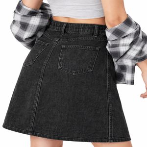 Jupe midi droite personnalisable pour femme, boutonnée sur le devant, taille haute, style vintage, respirante, décontractée et confortable - Product Image 4