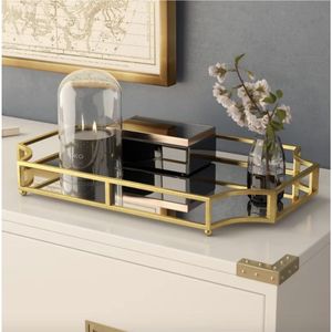 Gold Mirror <b>Tray</b> Round Brass Decorative Serving <b>Trays</b> Luxury Metal <b>Perfume</b> Vanity Cosmetic Organizer Wholesale Desktop Decor - Product Image 2