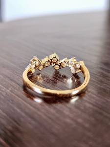 Moissanite Gold Plated Round Cut Zig Zag Design Half Eternity Band <b>Ring</b> original <b>925</b> <b>Silver</b> Fine Bridal Promise Gift For Lovers - Product Image 3