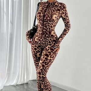 Combinaison de yoga pour femme, manches longues ou sans manches, taille haute, coupe ajustée, longueur intégrale, extensible, en Spandex et Polyester, haute élasticité - Product Image 3