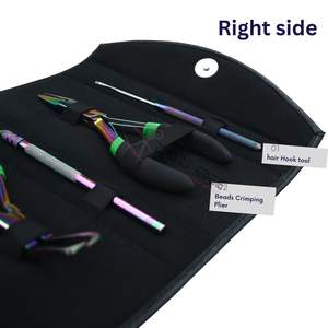 Kit de pinces compactes pour extensions capillaires Rainbow Microlink avec pince à sertir micro-anneaux en acier inoxydable et enfile-fils à boucle - Product Image 3