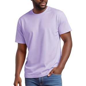 Camiseta de Algodón Azul Claro para Hombre, Manga Corta, Cuello Redondo, Corte Regular, Informal, Tejido de Punto, Color Sólido - Product Image 4
