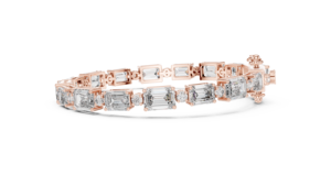 Bracelet tennis unisexe en or rose 18 carats, serti de diamants taillés émeraude cultivés en laboratoire, plaqué rhodium, certifié, idéal pour le quotidien, le bureau et les mariages - Product Image 3