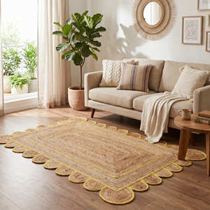 150 × 240 cm Rectangular Braided Jute Living Room Rug with Ivory Double Border - Product Image 5