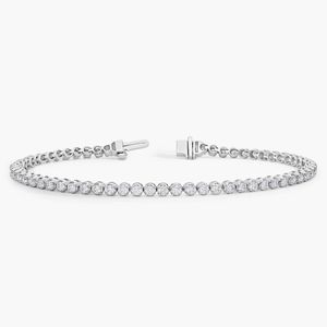 7" Four Prong Lab Grown Diamond Tennis Bracelet with Filled <b>Stones</b> in 14K White Gold Luxury Women's Jewelry - Product Image 1