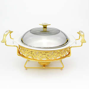 Hotel Style Classic Metal Chafing Dish <b>Set</b> with Stainless Steel Fuel Burner for Keeping Food Warm at Events & Buffets - Product Image 3