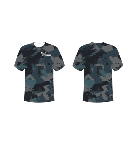 T-shirt personnalisé à manches courtes par sublimation, vêtement de sport léger avec motif camouflage gris foncé et vert sarcelle, vente en gros - Product Image 1
