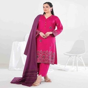 Indian and <b>Pakistani</b> Embroidery Work <b>Dresses</b> for Women Three Piece Viscose Saari Salwar Kameez on <b>Eid</b> Sale - Product Image 3