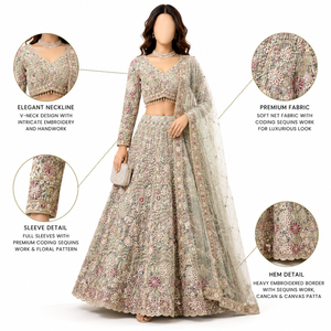 Lehenga Choli de Mariée Pakistanaise Traditionnelle de Luxe, Broderie de Paillettes Lourdes, Style Papillon, pour Mariage et Fêtes, Qualité Supérieure - Product Image 1