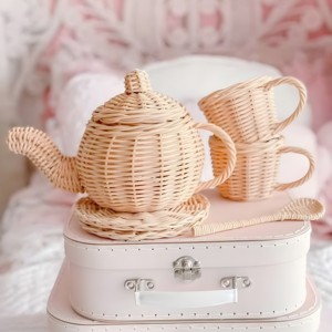 Juguetes para fiestas de té infantiles, juguete de ratán ecológico, juego imaginativo para bebés, juego de té en miniatura al precio más bajo - Product Image 5