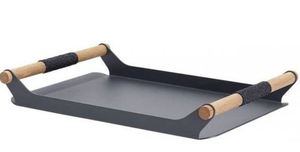 Bandeja de Servir Moderna de Metal Negro Premium, Antiadherente y Ecológica, con Estampado Floral para Té y Café, Linea Exports Inc LE-F1182 - Product Image 3