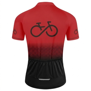 Women's Red Black Gradient Cycling Jersey Bike Logo Matching Bib <b>Shorts</b> Set Breathable 100% <b>Polyester</b> Quick Dry <b>Short</b> Sleeve Kit - Product Image 3