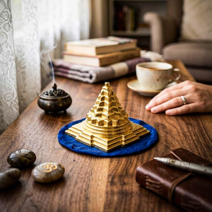 Statuette en laiton plaqué or Shri Yantra 3D Meru pour Pooja, statue spirituelle Yantra hindoue pour la méditation, la salle de prière, le temple, la maison - Product Image 3