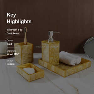 Venta directa, juego de baño de lujo de 4 piezas, nuevo diseño para Interior de Hotel, Color Rosa albaricoque Natural, jabón ecológico de resina para el hogar - Product Image 3