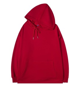 Sweat-shirt à capuche blanc pour homme, coupe classique, couleur unie, tricoté en coton, décontracté, avec poche avant, pour l'hiver, brodé - Product Image 2