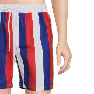 Short de bain pour homme à motif classique rayé et à carreaux, décontracté, à porter au quotidien, avec taille élastique et cordon de serrage - Product Image 5