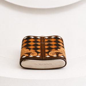 Latest Arrival Checkered Pattern Handcrafted Genuine Cow Leather Hip Flask Stainless Steel Pocket Flask Leak Proof Whiskey Flask - Product Image 4