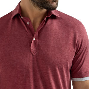 Chemise de luxe pour homme en jersey de soie et coton, personnalisable, col chemise, effet superposé, légère, respirante, manches courtes - Product Image 5