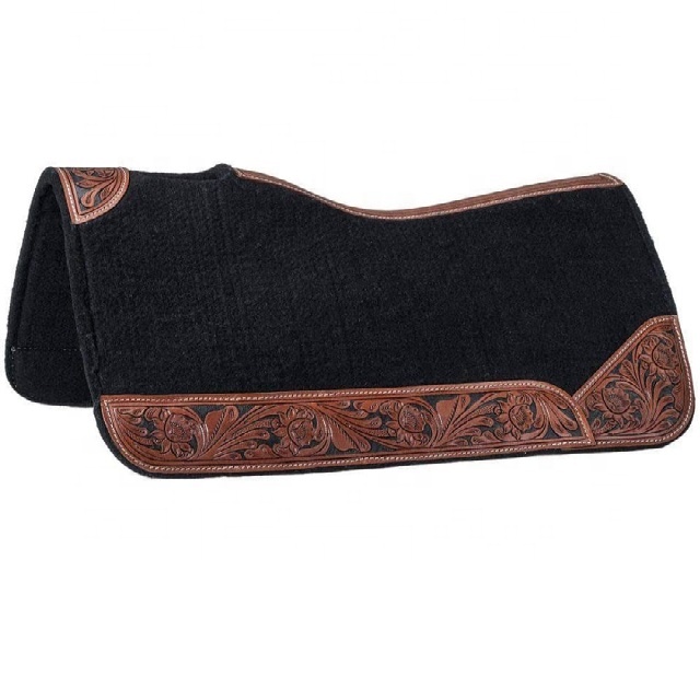 Tapis de selle Western Horse de qualité supérieure portable et Premium Tapis de selle en feutre pour cheval en cuir Travail Design classique Tapis de selle en feutre