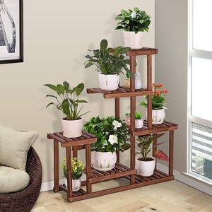 Mango Wood Multi-Tiered <b>Plant</b> Stand 5-Level Vertical Shelf Wholesale - Product Image 2