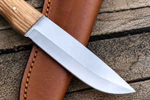 Couteau de chasse artisanal en acier au carbone, lame à pointe tombante, manche en bois, étui en cuir, couteau à lame fixe pour l'extérieur - Product Image 2