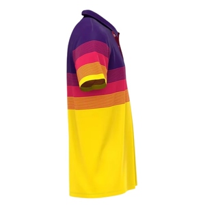 Men's Color Blocked Striped Short Sleeve <b>Polo</b> <b>Shirt</b> Casual Woven Regular Fit Yellow Purple <b>Pink</b> Design - Product Image 5