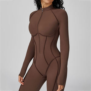 ชุดจั๊มสูทออกกำลังกายโยคะสำหรับผู้หญิง คุณภาพสูง แบบสั่งทำพิเศษ แขนยาว ซิปหน้า กระชับสัดส่วน ยกกระชับสะโพก เหมาะสำหรับฟิตเนสและกิจกรรมกลางแจ้ง - Product Image 4