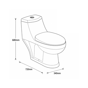 Inodoro de una pieza Camry con descarga por gravedad, montaje en suelo, diseño contemporáneo, fácil de limpiar, cerámica ecológica, sifón en P para baño - Product Image 2
