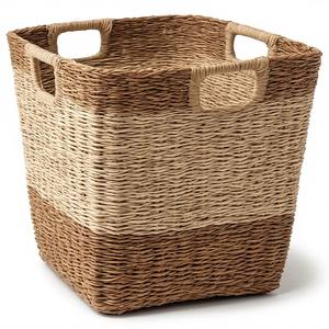 Grand panier en jonc de mer tressé à la main, idéal pour organiser les jouets, le linge, les couvertures et les articles ménagers essentiels - Product Image 5