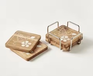 Premium Handmade Wooden <b>Coaster</b> <b>Set</b> for Beverage Surface Protection and Luxury Home Styling - Product Image 2