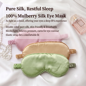 Masque de sommeil en soie en gros, masque oculaire de voyage réglable en soie glacée, masque de sommeil bon marché et ajustable - Product Image 3