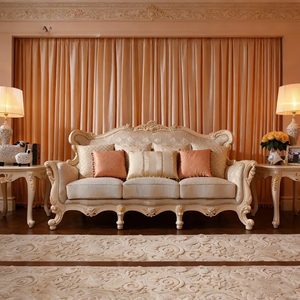 Juego de Sofás Cuadrados de Diseño Francés en Madera de Caoba Sólida, Tallados a Mano, Tapizados, Muebles de Lujo Hechos en Indonesia - Product Image 2