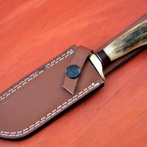 Cuchillo de cocina OEM hecho a mano de acero de Damasco con hoja fija y mango de madera, funda de cuero para uso diario, DIY - Product Image 4