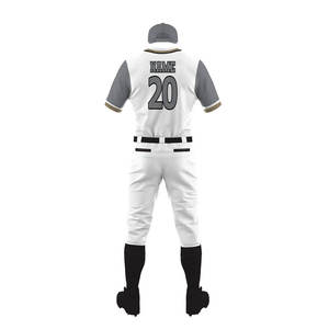 Maillot de baseball blanc pour hommes avec manches grises, impression du nom de l'équipe, uniforme en polyester anti-humidité, toutes saisons - Product Image 6