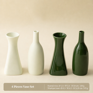 Jarrones de Cerámica de Porcelana Fina, Jarrón de Flores con Esmalte de Color Verde Oscuro Crema, Jarrón de Trompeta para Decoración del Hogar, Sala de Estar, Estudio u Oficina - Product Image 1
