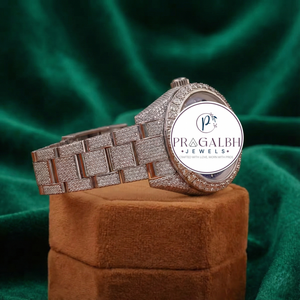 นาฬิกาข้อมือ Pragalbh Jewels หรูหรา ประดับเพชรโมอิสซาไนต์แบบฝังเต็มตัวเรือน  ตัวเรือนสแตนเลสสตีล  ระบบควอตซ์ สำหรับผู้ชายและผู้หญิง - Product Image 6