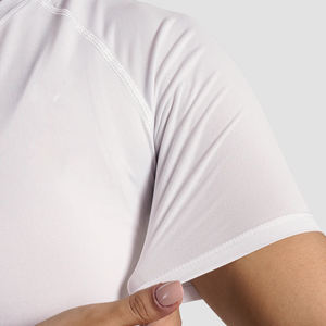 Camiseta de Mujer Talla Grande, 87% Poliéster, 13% Algodón, Cuello Redondo, Tejido Elástico en 4 Direcciones, Doble Capa, Holgada, de Secado Rápido, Compresión, para Verano - Product Image 6