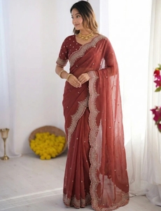 Sari de Georgette Bordado al Estilo Bollywood KV - Product Image 3