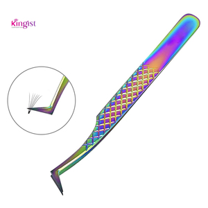 Pinzas para Extensiones de Pestañas de Acero Japonés, Suministro de Pestañas, Compra al por Mayor de Pinzas para Pestañas, Juego de 4 con Punta de Diamante y Agarre Blanco Dorado - Product Image 2