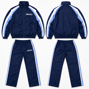 Ensemble de survêtement bleu marine pour homme avec veste de sport légère blanche et pantalon, streetwear d'entraînement - Product Image 3
