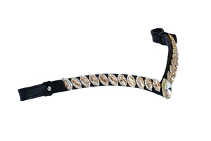 Luxury <b>Champagne</b> Crystal Horse Browband Premium Leather English Bridle Browband Rhinestone Horse Headstall Accessory - Product Image 5