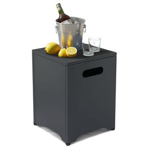 Tavolino da Giardino Quadrato in Ferro Nero 41*41*50.5cm con Piano Ribaltabile e Vano Portaoggetti per Esterni - Product Image 6